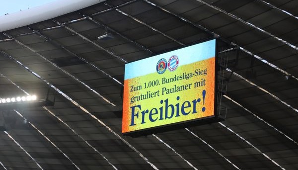Бесплатное пиво всем свидетелям 1000-й победы Баварии в Бундеслиге